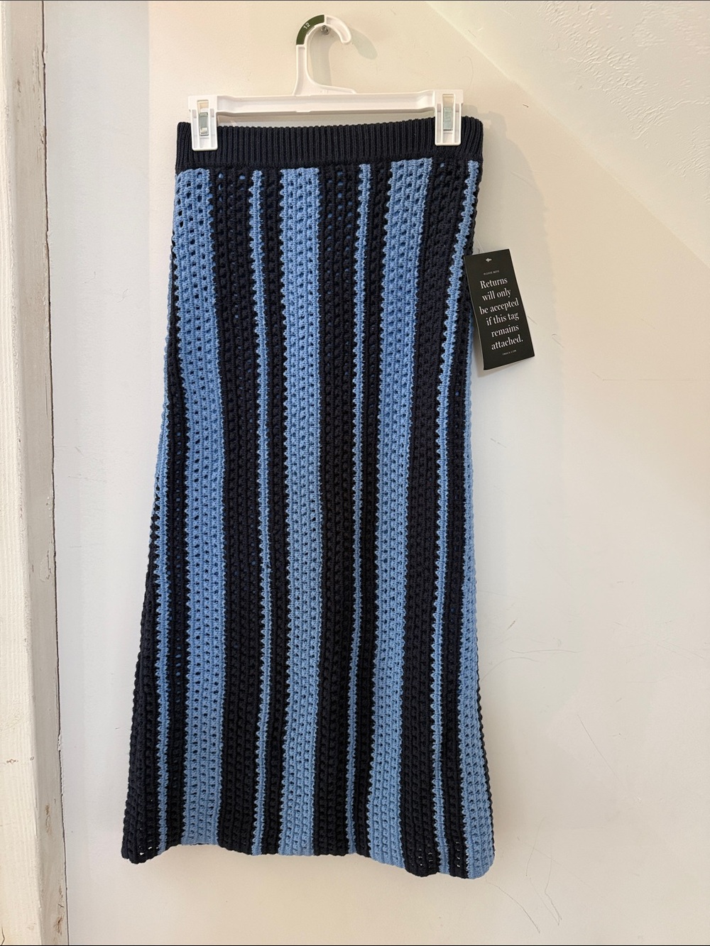 Tuckernuck Striped Knit Midi Skirt in Light Blue and Black